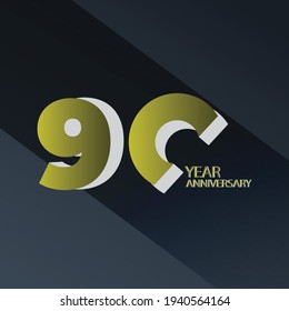 90 Years Anniversary Celebration Gold Black Background Color Vector Template Design Illustration