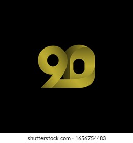 Ilustración de diseño de plantilla de vectores de oro degradado de 90 años de celebración