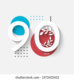 90 Years Anniversary Celebration Illustration Template Design. Vector eps 10