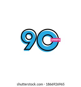 90 Years Anniversary Celebration Line Vector Template Design Illustration