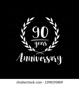 90 years anniversary celebration logo. Anniversary watercolor design template. Vector and illustration.