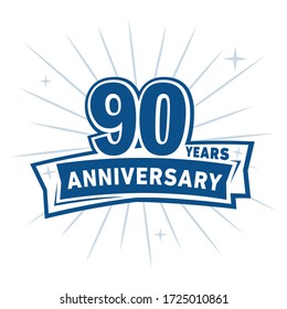 90 years anniversary celebration logo. 90th design template. Vector and illustration.