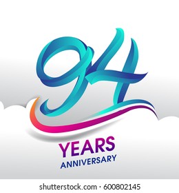 90 Years Anniversary celebration logo, birthday vector illustration