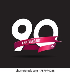 90 years anniversary celebration logotype black background