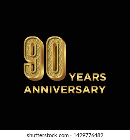 90 years Anniversary Celebration on dark background, vector template.