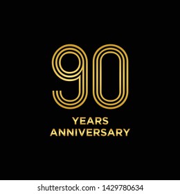 90 years Anniversary Celebration on dark background, vector template.