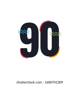 90 Years Anniversary Celebration Vector Template Design Illustration Logo Icon