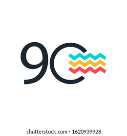 90 Years Anniversary Celebration Vector Template Design Illustration