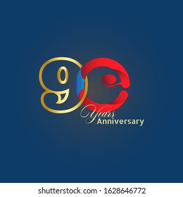 90 Years Anniversary Celebration Vector Template Design Illustration