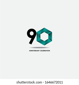Ilustración de diseño de plantillas vectoriales de celebración de 90 años