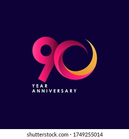 Ilustración de diseño de plantillas vectoriales de celebración de 90 años