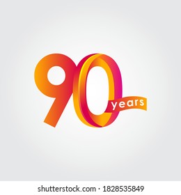 90-jährige Jubiläumsfeier Vector Template Design Illustration