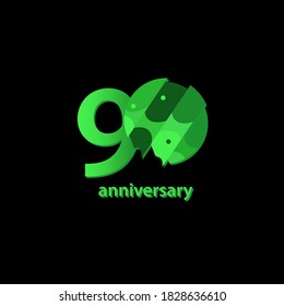 90 Years Anniversary Celebration Vector Template Design Illustration