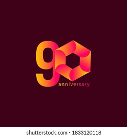 90 Years Anniversary Celebration Vector Template Design Illustration