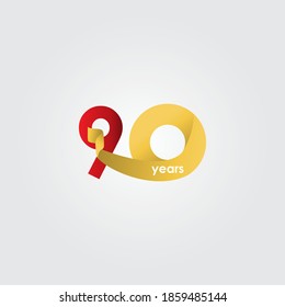 90 Years Anniversary Celebration Vector Template Design Illustration