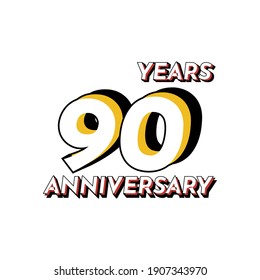 90 Years Anniversary Celebration Vector Template Design Illustration