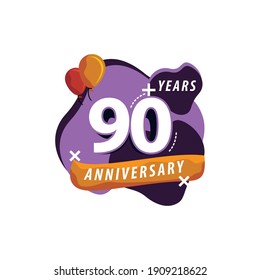 90 Years Anniversary Celebration Vector Template Design Illustration