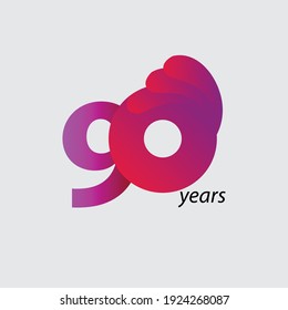 90 Years Anniversary Celebration Vector Template Design Illustration