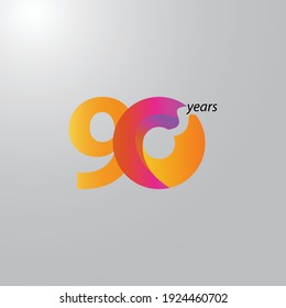 Ilustración de diseño de plantillas vectoriales de celebración de 90 años