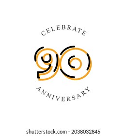 Ilustración de diseño de plantillas vectoriales de celebración de 90 años