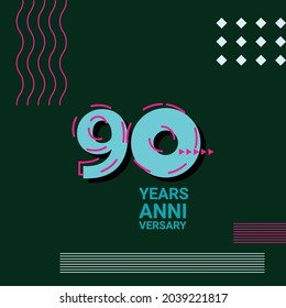 90 Years Anniversary Celebration Vector Template Design Illustration