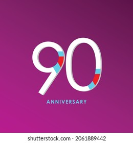 90-jährige Jubiläumsfeier Vector Template Design Illustration
