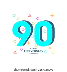 90-jährige Jubiläumsfeier Vector Template Design Illustration