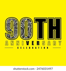 90 años celebración de aniversario Vector Plantilla diseño ilustración