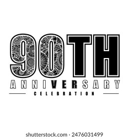 90 años celebración de aniversario Vector Plantilla diseño ilustración