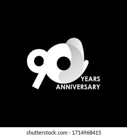90 Years Anniversary Celebration White Circle Vector Template Design Illustration