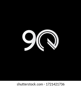 90 Years Anniversary Celebration White Line Vector Template Design Illustration