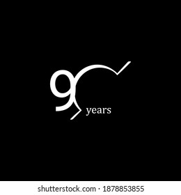 90 Years Anniversary Celebration White Line Vector Template Design Illustration