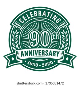90 years anniversary celebrations design template. 90th logo. Vector and illustrations.