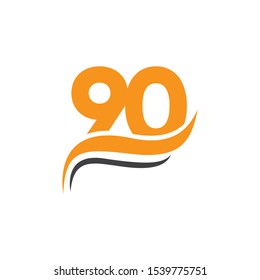 90 Years Anniversary Celebrations Vector Template Design Illustration