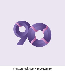 90 Years Anniversary Celebrations Vector Template Design Illustration