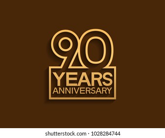 90 years anniversary design line style with square golden color for celebration event