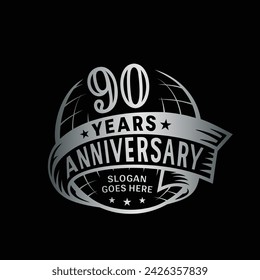 90 years anniversary design template. 90th logo. Vector and illustration.