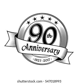 90 years anniversary design template. Vector and illustration.
