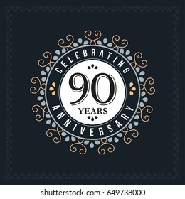 90 years anniversary design template. Vector and illustration. celebration anniversary logo. classic, vintage style