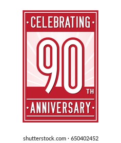 90 years anniversary design template. Vector and illustration