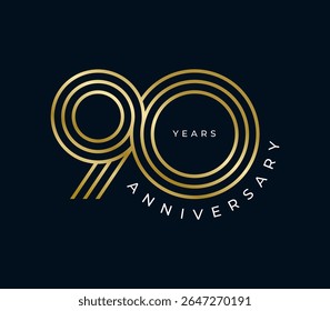 Ilustração vetorial do projeto do aniversário de 90 anos. Modelo de design de logotipo exclusivo de 90 anos. De cor dourada