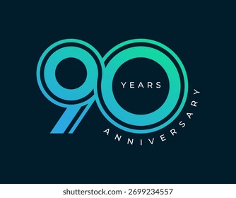 Ilustración vectorial de diseño de 90 años de aniversario. Plantilla única del diseño del logotipo de 90 años. En color moderno