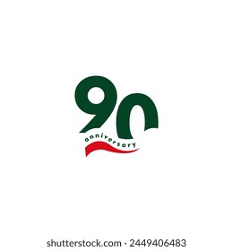 90 years anniversary elebration 3d vector template design illustration