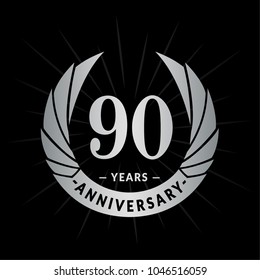 90 years anniversary. Elegant anniversary design. 90 years logo.