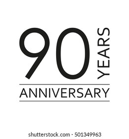 90 years anniversary emblem. Anniversary icon or label. 90 years celebration and congratulation design element. Vector illustration.