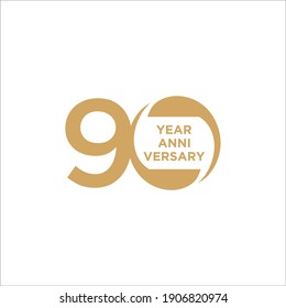 90 Years Anniversary for Flyer, Banner, Greeting Cards, or Print. Vector Template Eps 10