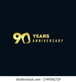 90 Years Anniversary Gold Number Vector Design