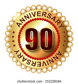 90 Years anniversary golden label. 