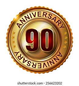 90 Years anniversary golden label. 