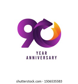 90 Years Anniversary Gradient Purple Vector Template Design Illustration